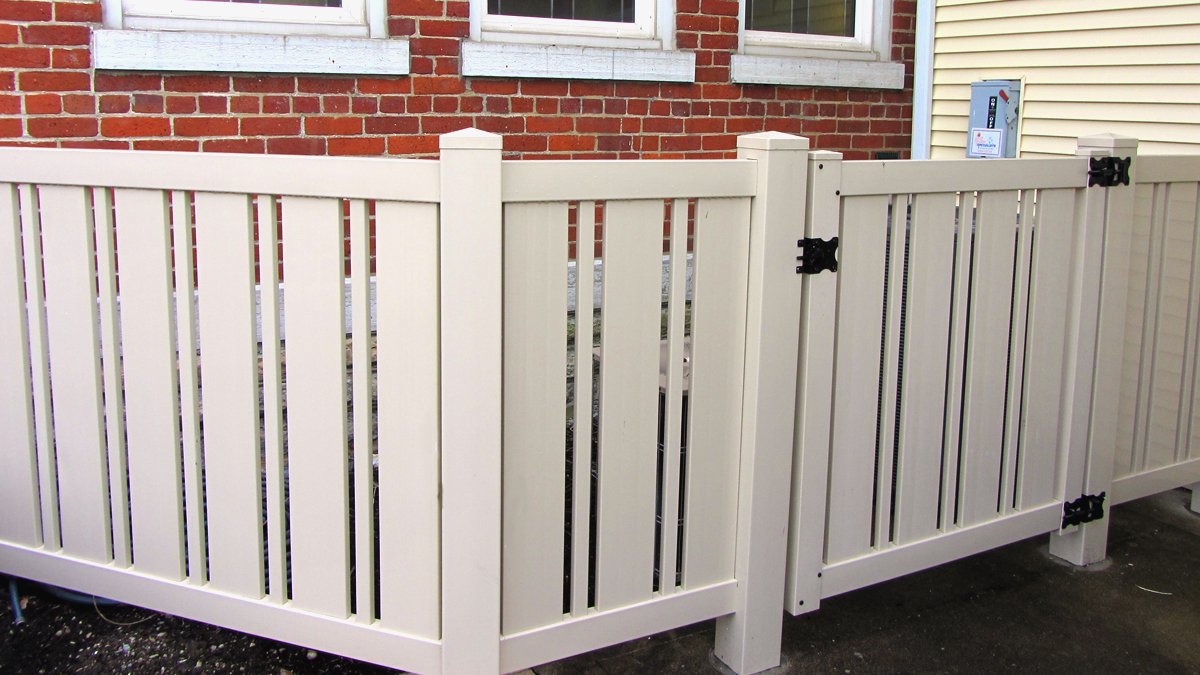 Vinyl enclosures block noise and create an attractive barriers.